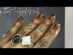 short polygel nails | tortoise print nails tutorial | polygel overlay