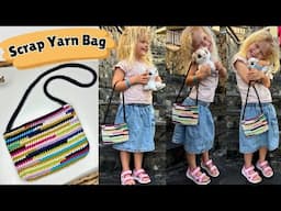 How to Crochet a Simple Scrap Yarn Bag | FREE Crochet Pattern