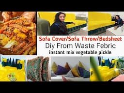 All in one DIY || Diy sofa throw/sofa cover/ bedsheet , Instant Recipe of mix vegetable pickle