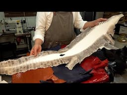 The process of making a crocodile wallet with Himalayan crocodile skin. Korean crocodile skin master