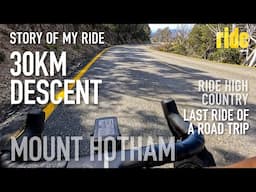 Cycling, Mount Hotham: Going down! 30km of descending – 'Roads To Ride' (inc. kilometre markers)