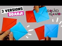 How To Make Squid Game Ddakji, 3 versions viral Korean flip paper game 🟥🟦