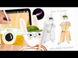 How to paint animal characters in procreate 🐰 procreate watercolor tutorial for beginners