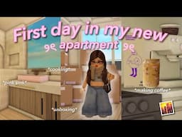 🎀 first day in my new APARTMENT! | moving ep.3 | Roblox Bloxburg Roleplay | w/voices