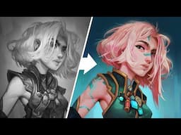 Sketch to Final - Digital Character Painting - Process timelapse and Commentary PART 2