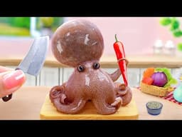 Yummy Cooking Korean Octopus Stir Fry Sriracha in Miniature Kitchen - ASMR Cooking Mini Food