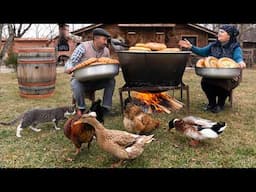 Traditional Winter Baking | Uzbek Bread in a Viking Kazan