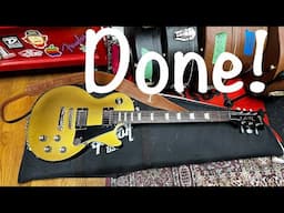 The Budget Les Paul Transformation DONE!: Sad Satin Les Paul Transformed Into Glossy GOLDTOP Beauty!