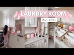 Laundry Room Makeover!🎀Girly Aesthetic with Functional Storage & Organization🪄