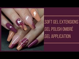 Soft gel extensions with a gel polish design