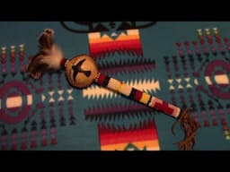 Comanche bead work on Rawhide Rattle DIY