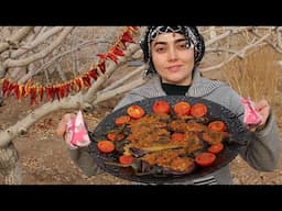 Best Village Recipe | Cooking Traditional Food on Fire | Hard Village Life in Winter