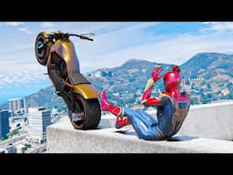 GTA 5 IRON SPIDERMAN Motorcycle Stunts Fails Compilation (Active ragdoll physics) EP 29