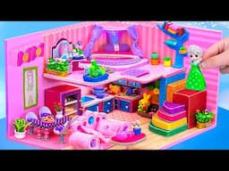 New How To Make Disney+ Pink House with Princess Bedroom, Kitchen Set | DIY Miniature House