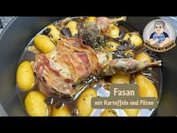 Fasan mit Kartoffeln und Pilzen