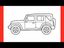 How to draw Mahindra Thar Roxx / drawing jeep wrangler 2024 step by step