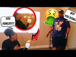 COOKING MY HUNGRY FIANCE A BURGER USING AN IRON PRANK! *HE SNAPS*