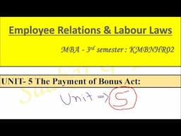 📚 Employee Relations & Labour Laws Unit 5 MBA 3rd Sem KMBNHR02 ✍️ By Sakar Gupta, Important for 2025