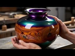 Hidden Inside Raw Burl Wood Combined with Epoxy Resin Create Masterpiece _ The Magic of Wood Turning