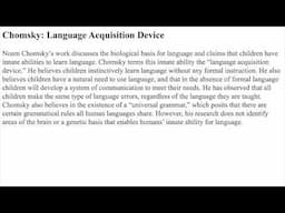 Ch. 11 Theories of Language Development