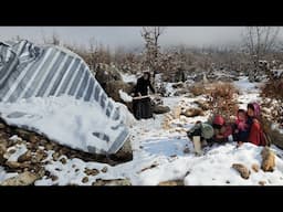 "Life in a Tent in Winter: Susan and His Children Under Heavy Snow"🌧😭