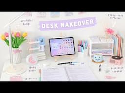 Aesthetic Desk Makeover ✨ stationery organization + unboxing haul 📦