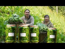 Traditional Vietnamese process of salting sauerkraut, farm life , SURVIVAL ALONE