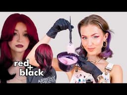 Coloring my hair Permanent Red and Black while teaching you how to do it