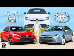 Honda Civic Hybrid vs Toyota Corolla Hybrid vs Prius Comparison! / Efficient Face-off