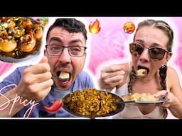 My NEW Friends Reacting on Piro Chatpatey, Panipuri & MoMo 🥵🔥🌶️