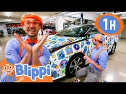 Blippi Colors a real Car! | Blippi | 🚌Wheels on the BUS Songs! | 🚌Nursery Rhymes for Kids