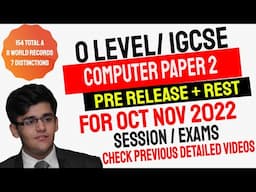 O Level Computer Science Paper 2 Detailed Including Pre-Release