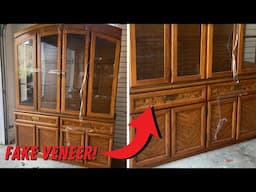 HUGE Broyhill Cabinet Makeover | The Most UNIQUE Flip I’ve ever done! | Fogged Glass Technique