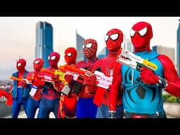 What If 7 SPIDER MAN Live In 1 House...?? || Hey Everyone, Nerf Gun Game Battle !!