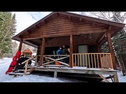 Cozy Winter Cabin Camping and Ice Fishing with Friends in the North Maine Woods