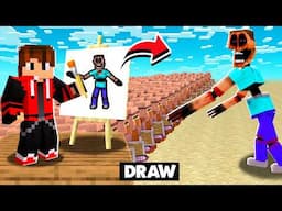 100 Villagers ARMY vs DRAWING MOB Battle in Minecraft !!!