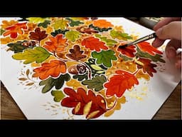 Beginner friendly & Relaxing Watercolor tutorial | Painting vibrant Autumn leaves