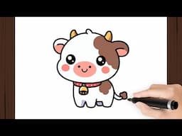 How To Draw a COW KAWAII I Easy