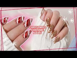 Minimal Christmas Chrome Manicures 🎄🎁