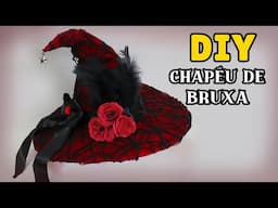 DIY: COMO FAZER CHAPÉU DE BRUXA para HALLOWEEN (SEM COSTURA)🎃 - Fantasia Festa Adulto #diyhalloween