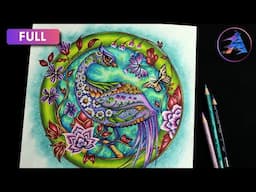 Coloring Tutorial: Bird | WORLD OF FLOWERS coloring book by Johanna Basford | Prismacolor pencils