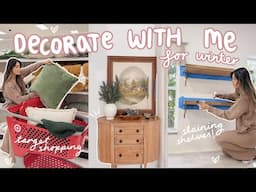 DECORATING the house for WINTER! target trip, new home decor + shelves update ✨