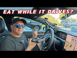 Trying to eat dinner while my self driving Tesla takes me to the Gym - FSD 13.2 Review