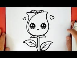 HOW TO DRAW A CUTE ROSE