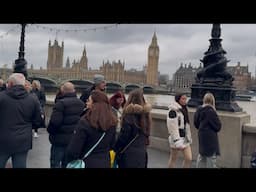 London walk 🇬🇧 River Thames, south bank, nice view of Big Ben in the background