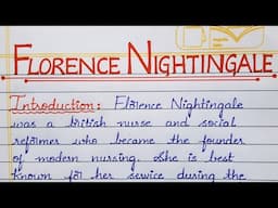 Ep-10: brief essay on "Florence Nightingale" | Short essay series | #education #florencenightingale