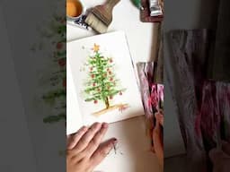 Let’s paint a Christmas Tree for our card. #art #christmasdiy #christmastree #watercolor #christmas