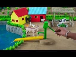 dyi how to make cow shed with mini hand pump water project video |@ minifarmer