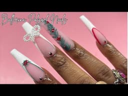 extra long polygel nail application | ballerina nails with christmas nail art