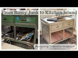 Metal Cart Transformed into a Kitchen Island Trash to Treasure Furniture Upcycle Vintage Industrial!